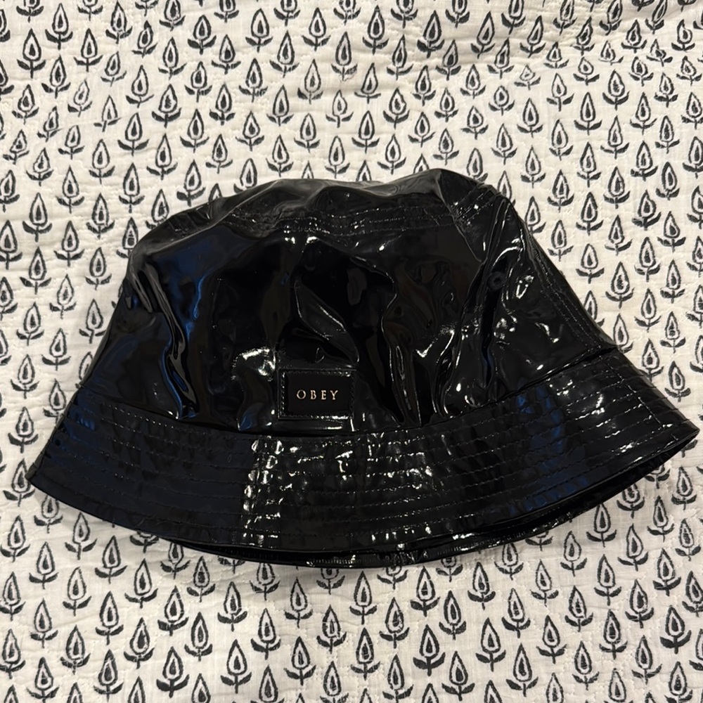 Obey Shiny Black Bucket Hat